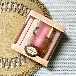Chantilly NOS Parfums Parquet Spray Mist Perfumed Talc Gift Set Pink Feather Set